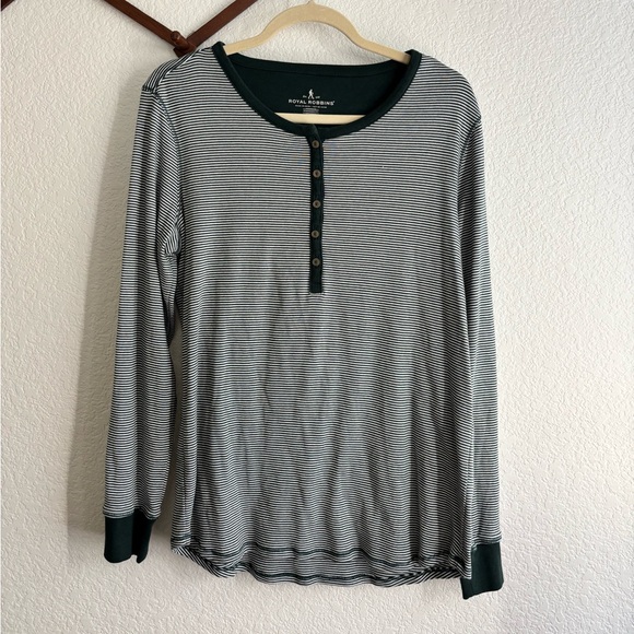 Royal Robbins Green Kick Back Striped Henley Shirt - Picture 4 of 7